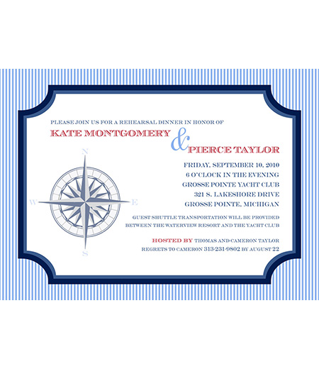 Nautical Seersucker Sailing Compass Printable Invitation